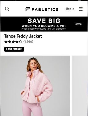 Fabletics Pink Tahoe Teddy Jacket Size L Khloe Kardashian Fall Edition SOLD OUT
